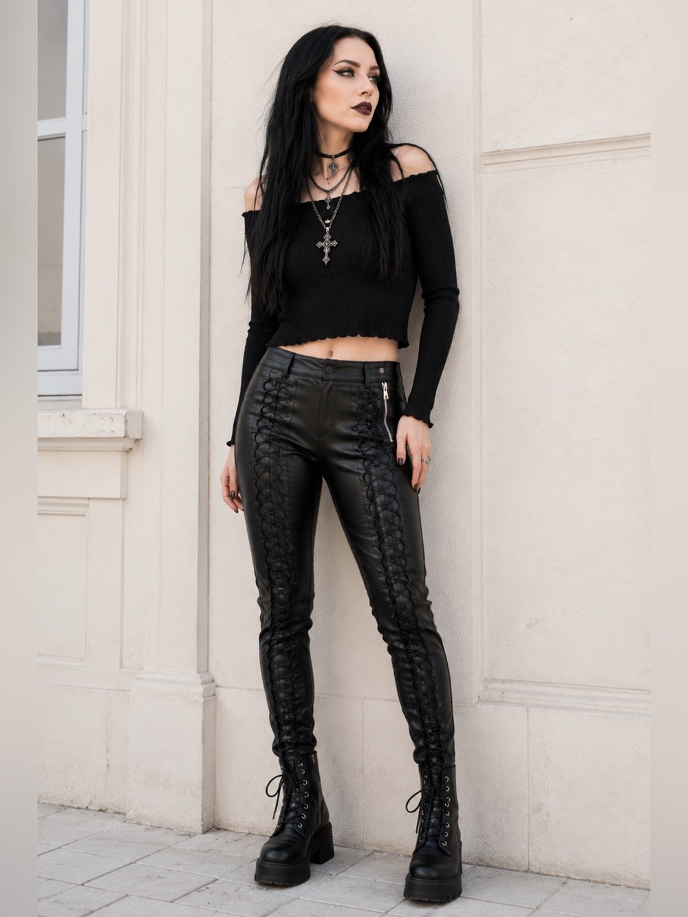Disturbia Vagabond Lace-Up PU Leggings — NWT US 16/ UK 20